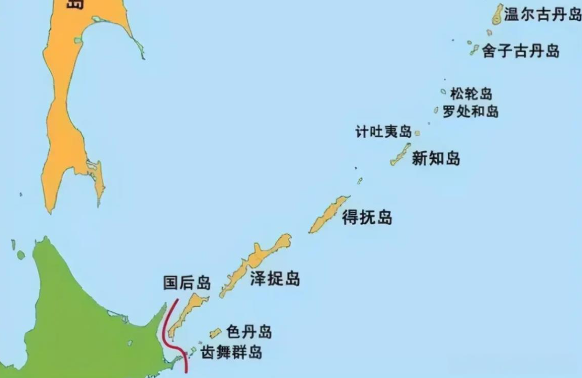 南千島群島目前由俄羅斯實際控制，俄方稱其為伊圖魯普島、庫納希爾島、希科坦島與哈博邁群島，日本則稱之為擇捉島、國後島、色丹島與齒舞群島，合稱「北方四島」。 圖:翻攝百度