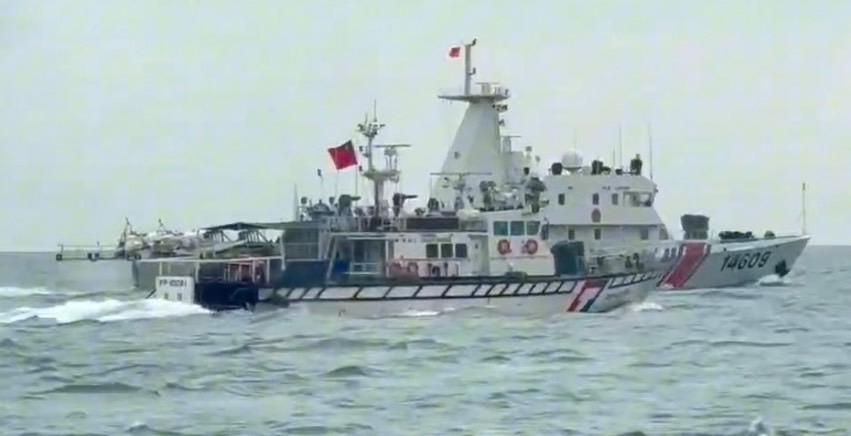 中國海警連續2天以同樣4艘海警船騷擾金門禁限水域。 圖：海巡署提供