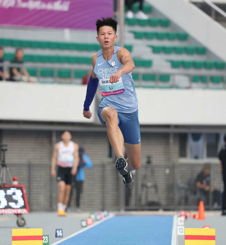 台灣男子三級跳遠好手李允辰（圖）28日在韓國龜尾市舉行的2025亞洲田徑錦標賽決賽，以16公尺15的成績獲得第7名。（中華民國田徑協會提供）中央社記者黎建忠傳真  114年5月28日