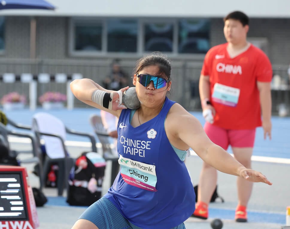 台灣女子鉛球新秀江靜緣（圖）出征2025韓國亞洲田徑錦標賽決賽，靠著最後一次試擲的17公尺42成功逆轉拿下銅牌。（中華民國田徑協會提供）中央社記者黎建忠傳真  114年5月30日