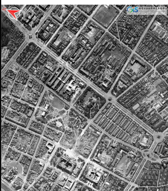 台北大空襲前航照影像（1945年4月1日拍攝） 圖：中央研究院人社中心GIS專題中心