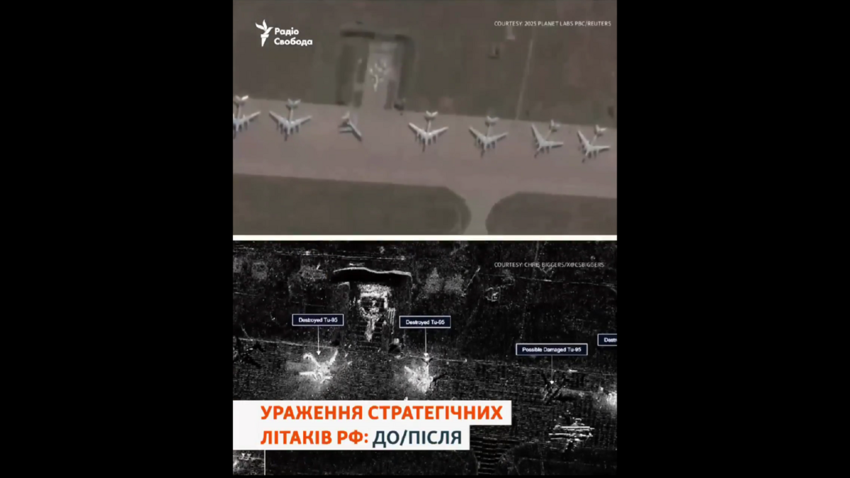 烏軍利用無人機與導引彈藥，突襲多處俄軍空軍基地，包括伊爾庫茨克地區的「別拉亞」基地與伊凡諾沃空軍基地。 圖:翻攝自影片