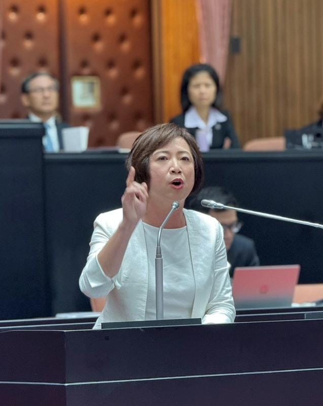 針對盧秀燕出席「反惡霸造勢大會」，台中市立委何欣純不解地問道：「盧市長，你挺造假嗎？」 圖：何欣純服務處／提供 （資料照片）