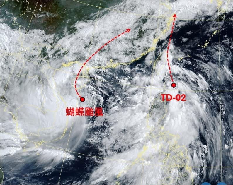 熱帶性低氣壓TD-02今逐漸逼近台灣。 圖：吳聖宇臉書