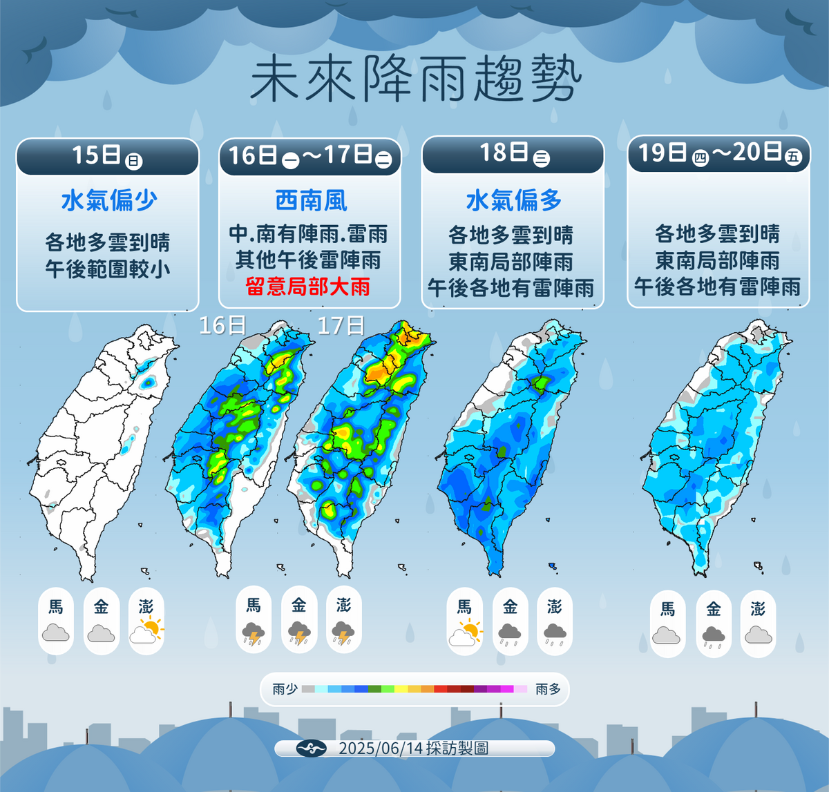 下週天氣一圖看。 圖：中央氣象署／提供