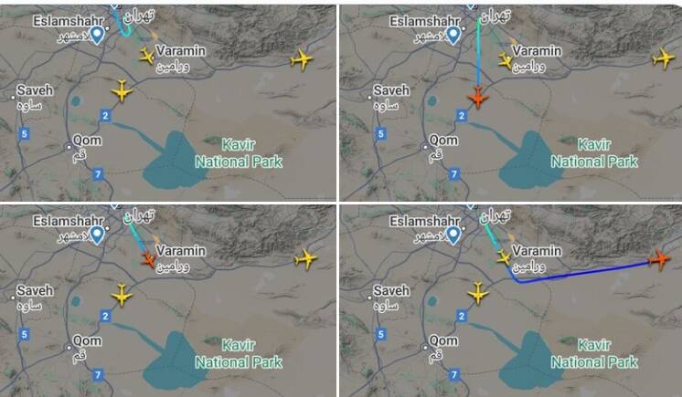 全球航班追蹤服務網站「Flightradar24」指出，有幾架伊朗飛機離開德黑蘭。 圖：翻攝Flightradar24 X（前推特）