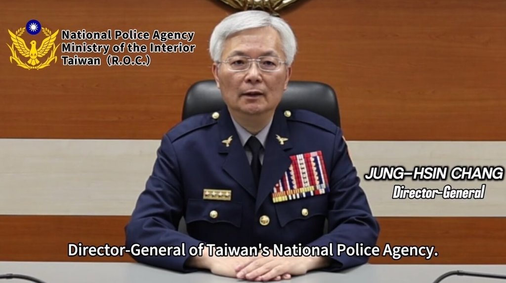 國際校園執法管理協會（IACLEA）17日在美國舉辦年度會議，警政署首度受邀參加，署長張榮興（圖）特別錄製一段全英文致詞影片，在開幕式中向全體會員致意，表達共同參與維護校園安全及社區治安的決心。（警政署提供）中央社記者黃麗芸傳真  114年6月19日