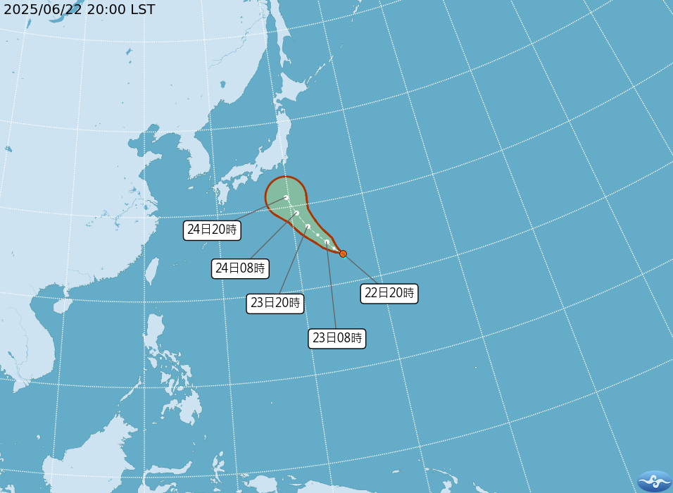 熱帶性低氣壓TD3生成，向西北朝日本方向前進。 圖:取自中央氣象署網站