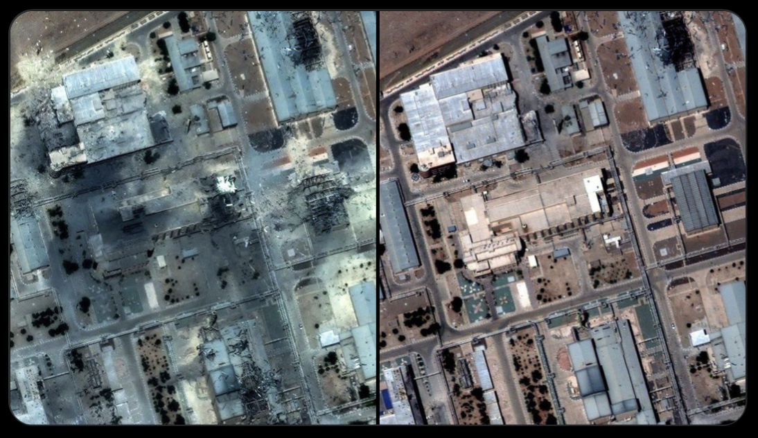 伊朗伊斯法罕（Isfahan）核設施遭美軍轟炸，衛星畫面曝光。 圖：擷取自 NOELREPORTS 的 X