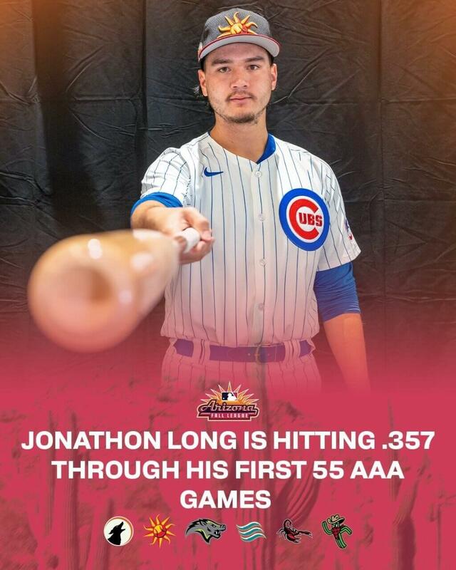 美國職棒芝加哥小熊隊3A好手龍具台灣血統。（圖取自x.com/MLBazFallLeague）