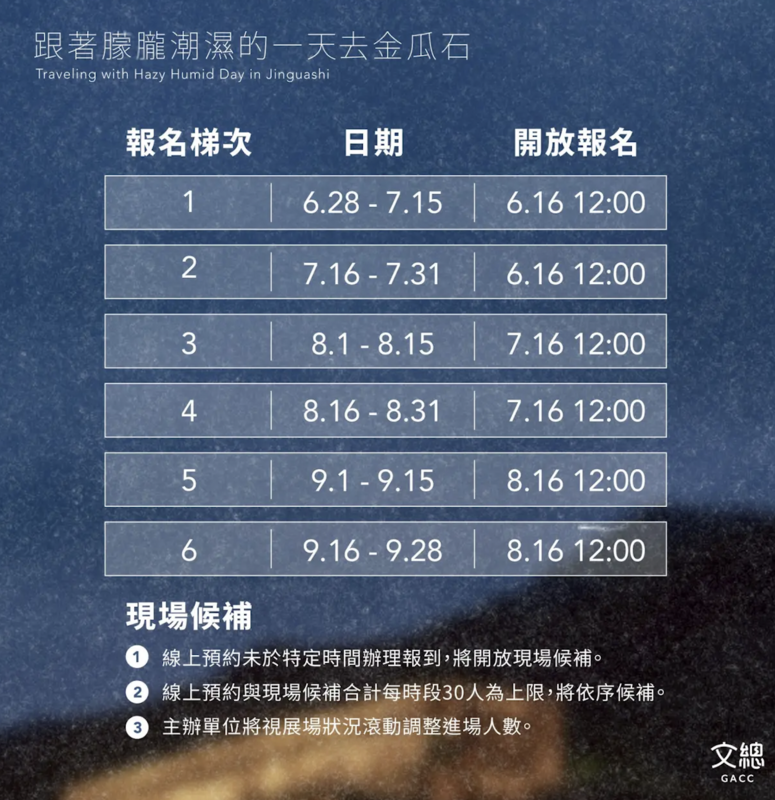 跟著朦朧潮濕的一天去金瓜石展覽須知。 圖：中華文化總會／提供
