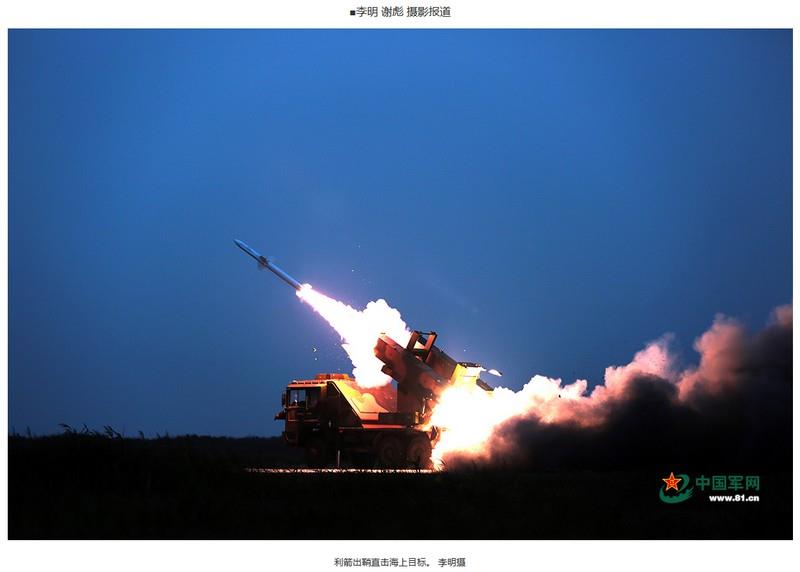 北韓3日核試後，中共軍方公布，5日凌晨在靠近朝鮮半島的渤海灣進行防空演習，發射數枚飛彈命中海上低空突襲目標。 圖 : 取自中國軍網www.81.cn
