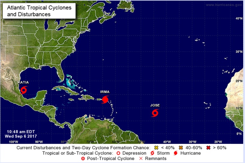艾瑪繼續朝著海地和佛羅里達州前進。 圖：翻攝國家颶風中心（www.nhc.noaa.gov）