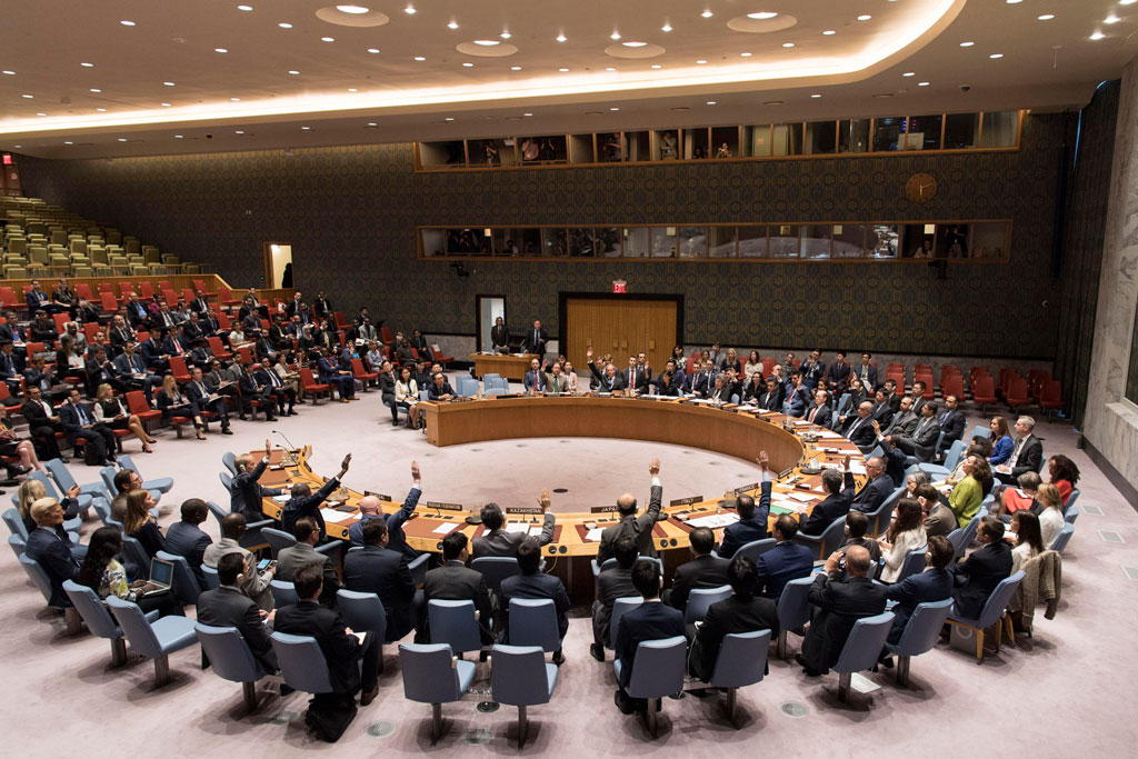 聯合國安理會9月11日一致通過決議，對朝鮮實施更嚴厲制裁。  圖：UN Photo/Mark Garten