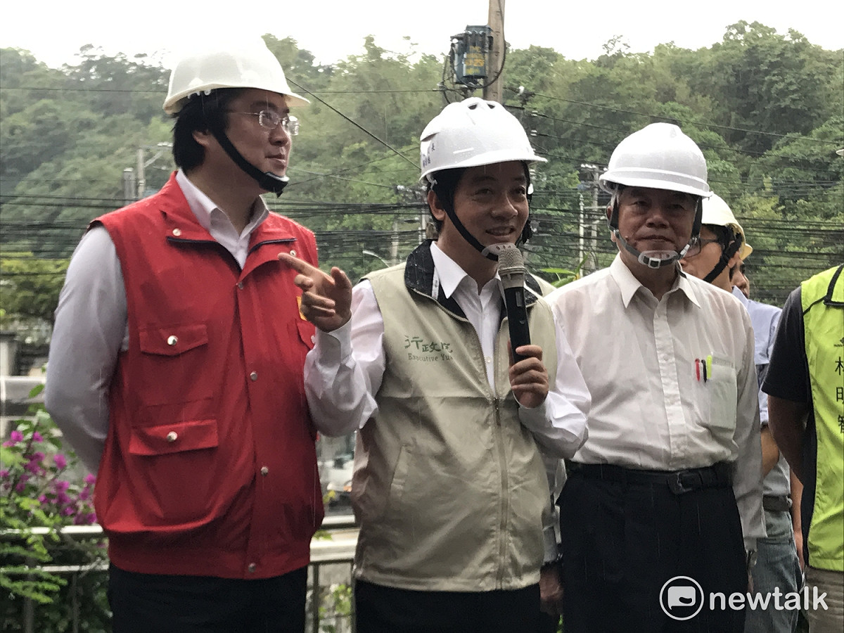 行政院長賴清德（中）、基隆市長林右昌（左）、經濟部長沈榮津（右）。 圖：周煊惠 / 攝