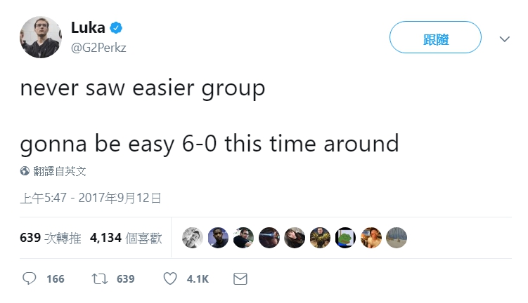 G2的中路選手Perkz展現出過人的自信。 圖：翻攝自 Perkz 個人推特
