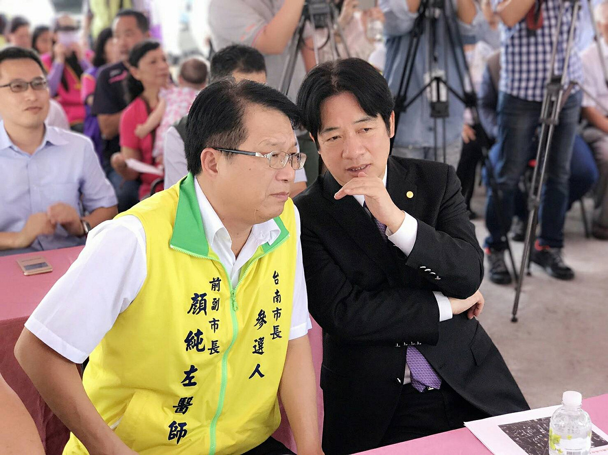 圖說：台南市長參選人顏純左與行政院長賴清德。 圖：顏純左競選總部/提供