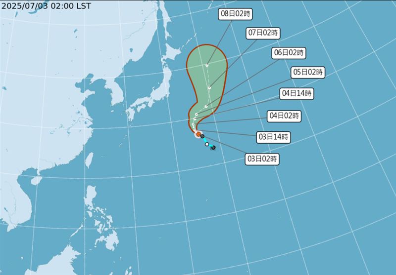 氣象署說明，木恩颱風目前位於日本東南方海面，也不會影響台灣天氣。 圖：氣象署／提供