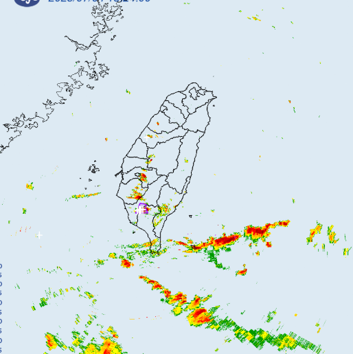 氣象署也針對高雄市、屏東縣發布大雷雨即時訊息。 圖：翻攝自中央氣象署