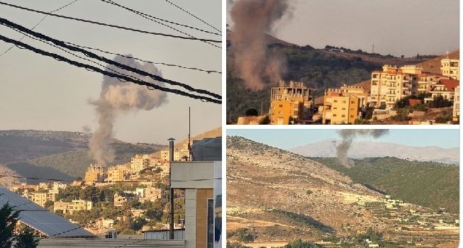 以軍在黎巴嫩南部多地轟炸真主黨武器設施。 圖：翻攝自 X