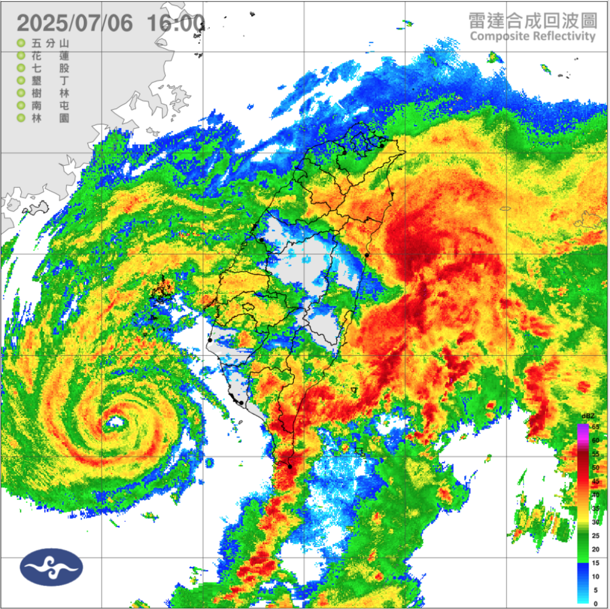 中颱「丹娜絲」持續地朝台灣靠近。 圖：取自中央氣象署