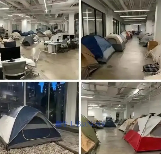 未經證實的消息指出，xAI員工為推出Grok4 在辦公室那搭帳棚夜以繼日工作。 圖 : 翻攝自騰訊網