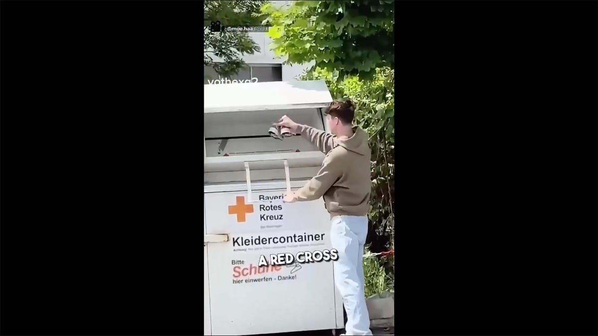 一名德國網紅將一雙藏有 GPS 發訊器的球鞋捐贈給紅十字會，調查紅十字會如何運用捐贈物資，但卻發現這些捐助的物資被放在波士尼亞的二手商店內，相關情形引發大量網友討論。 圖：擷取自 @Granite77777 X 帳號