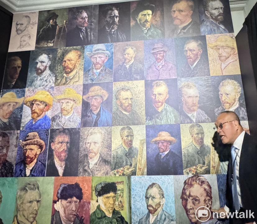 鄭清煌表示：「從初次描繪自己的模樣，到最後那幅刮去鬍子的沉靜畫像，觀眾可以清晰感受到梵谷心境的轉折，而那幅畫作成了他留給母親的最後紀念，也為他燃燒的一生劃下句點。」 圖：林怡伶/攝