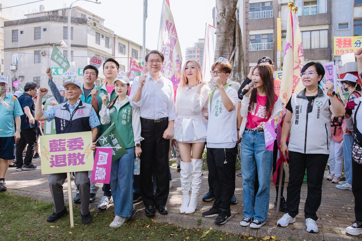 林右昌出席「護國大遶境」北桃園遶境出發儀式。 圖：民進黨提供