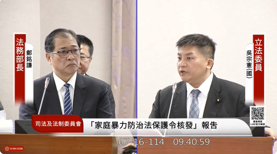 國民黨立委吳宗憲。 圖：擷取自國會頻道