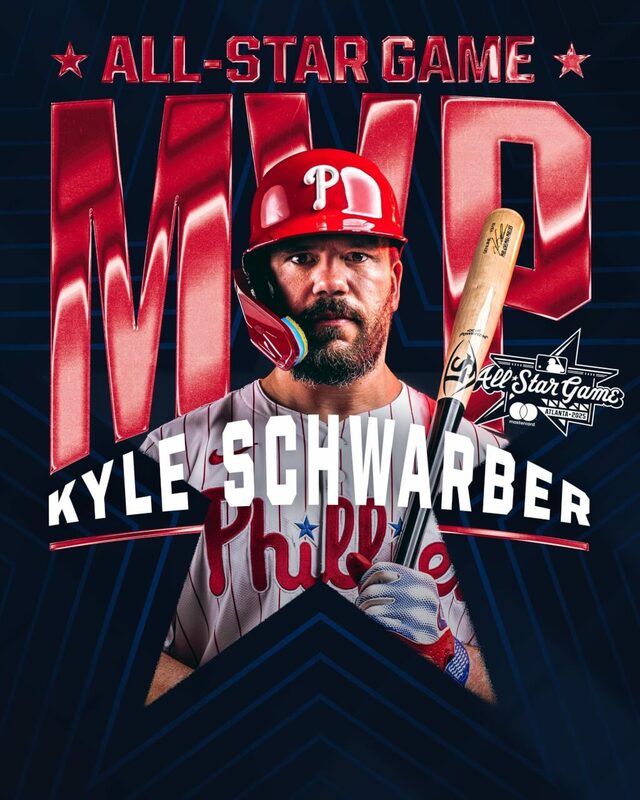 費城人隊重砲舒瓦伯15日贏得MLB全壘打賽。（圖取自x.com/Phillies）