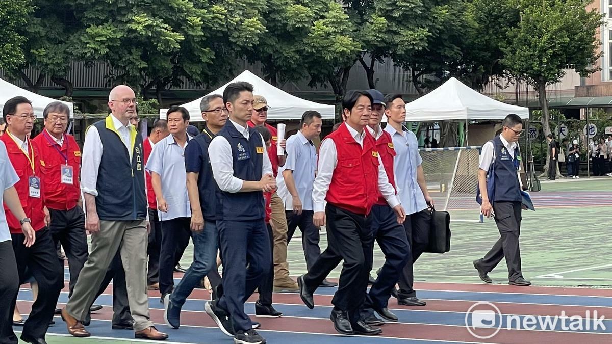 賴清德、蔣萬安一起視導城鎮韌性演習，雙方在致詞階段火藥味濃厚。 圖：高逸帆／攝