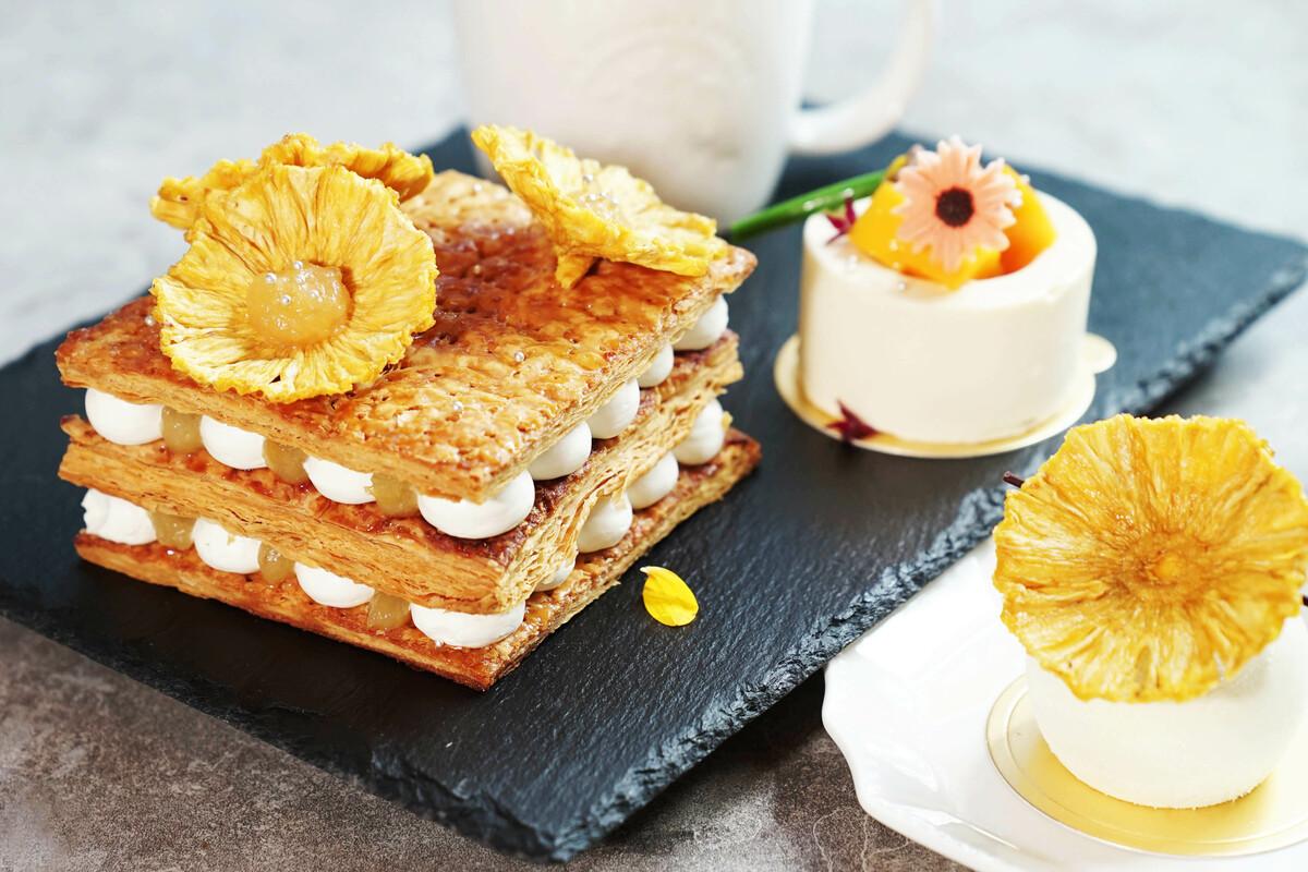 台中福華以在地水果創作「光籟太陽系」藝術聯名甜點。 圖：台中福華大飯店/提供