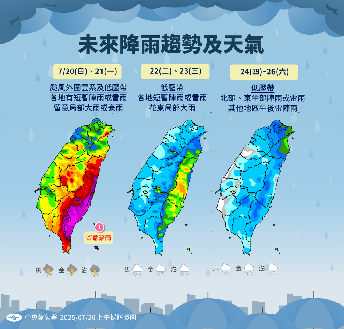 未來一週降雨趨勢。 圖：中央氣象署／提供