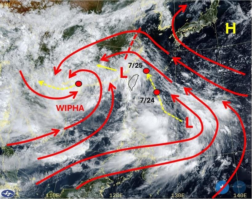 台灣受到大低壓帶雲系影響，天氣不穩定，本週熱帶擾動97W可能接近。 圖，吳聖宇臉書