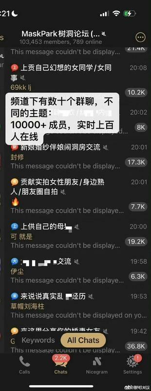據披露投稿指出，「MaskPark 樹洞論壇」成員高達十萬人，被害人數可能達九十萬。 圖：取自 X