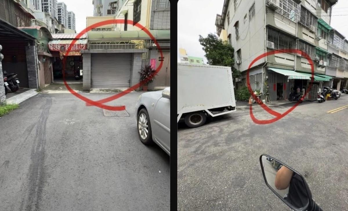 台中市罷免投票所竟設置在許多民宅和空屋，甚至有疑似違建的民宅鐵皮搭建的停車空位。 圖：翻攝自Threads