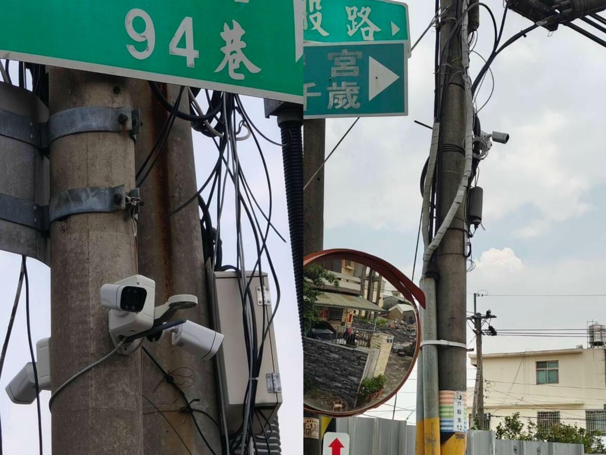 建商在六股庄多處違法架設監視器，疑似監控居民出入，儘管中華電信已要求拆除，仍遭無視。 圖：時代力量台中黨部提供