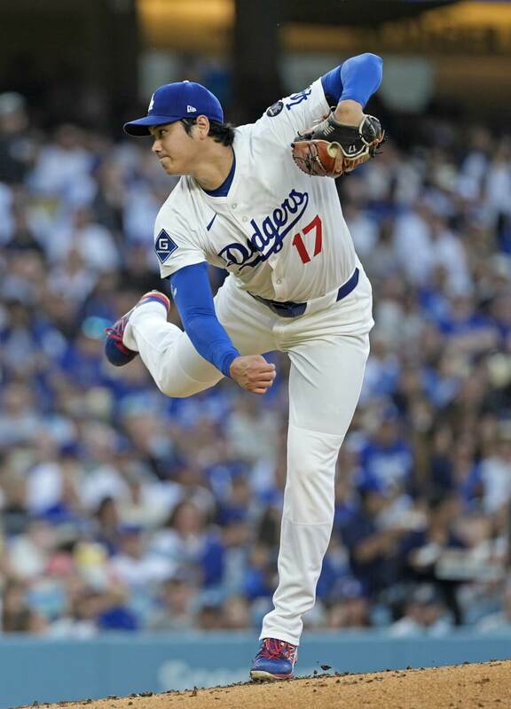 大谷翔平21日投3局共送出3次三振。（共同社）