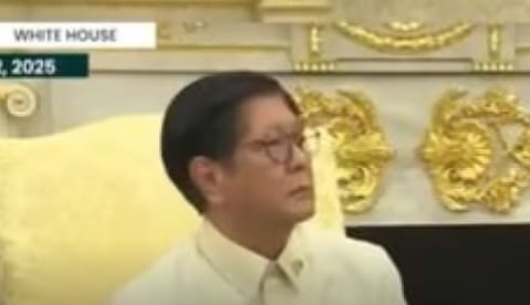 菲律賓總統馬可仕在聽到川普有關中國的言論時，愣在當場欲言又止。 圖 : 翻攝自環球網