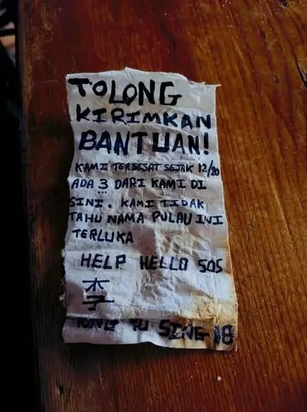 愛爾蘭民眾撿到瓶中信，內容為求救信，並且其中資訊明顯與失蹤的「永裕興18號」人員有關。 圖：翻攝自Reddit
