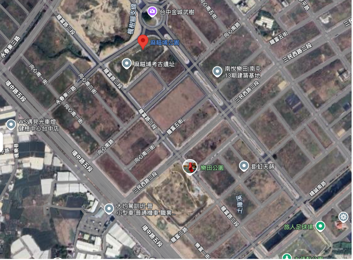 圖為台中市十三期重劃區內多座滯洪池配置，包括樂田公園與麻糍埔公園兩處重點設施，功能與實際成效正引發討論。 圖：市議員何文海服務處/提供