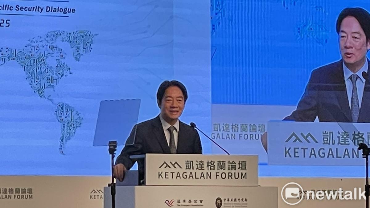 賴清德說，台灣站在威權主義威脅的第一線，也是全球民主防線的最前緣。 圖：高逸帆／攝