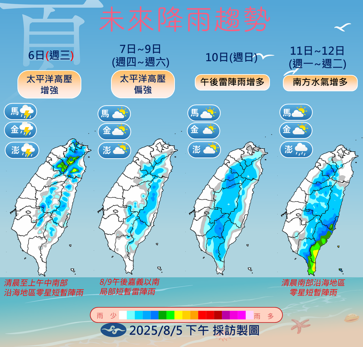 未來一週降雨趨勢。 圖：中央氣象署／提供