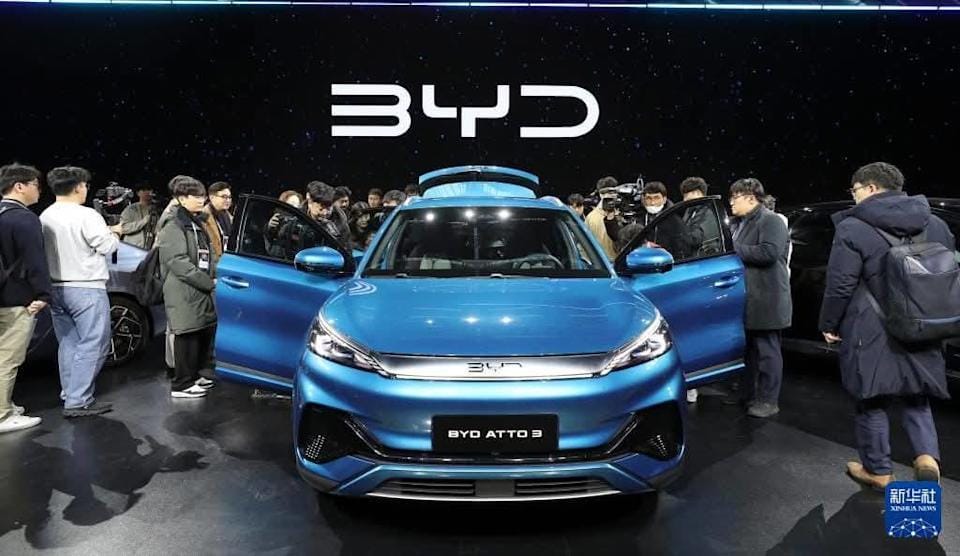 中國電動車汽車巨頭比亞迪（BYD）。 圖：翻攝自新華社