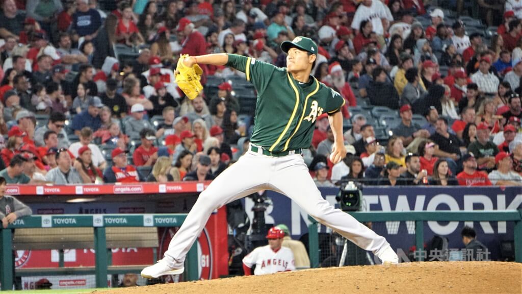 中職味全龍隊投手王維中曾效力MLB奧克蘭運動家隊。（中央社檔案照片）