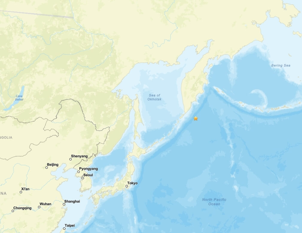 歐洲地中海地震中心指出，俄羅斯千島群島東方海域9日發生規模6地震。 圖：取自美國地質調查所網頁usgs.gov