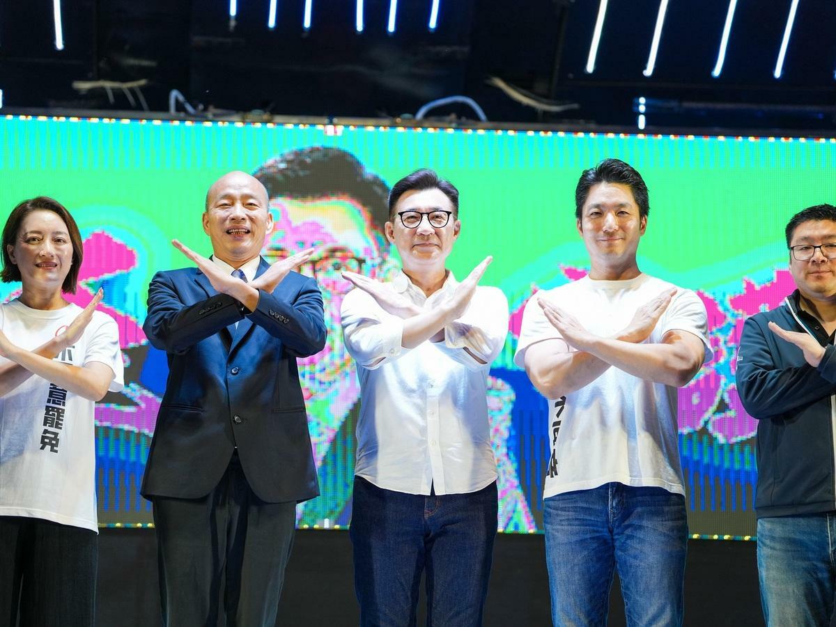 韓國瑜、蔣萬安一同為江啟臣站台。 圖：江啟臣服務處/提供