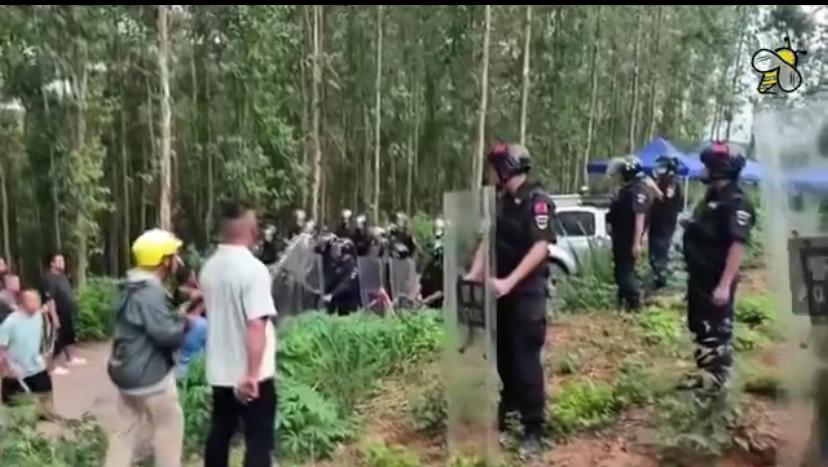 廣西南寧市邕寧區百濟鎮華達村，7月24日爆發大規模衝突。 圖：翻攝自 X