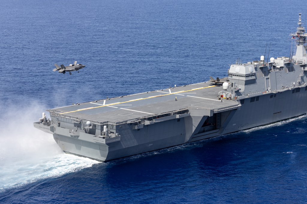 有中國專家分析認為，在「加賀號」成功實現起降 F-35 戰機的目標後，日本可能成為穩定印太地區局勢的關鍵力量。 圖：翻攝自 @COMUKCSG X 帳號